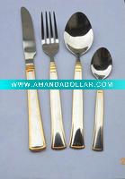 Wholesale glod plated stainless steel cutlery JZ027 fork spoon knife