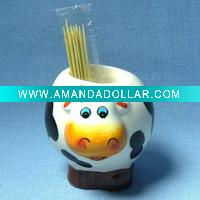 Wholesale Cow shaped ceramic toohpick holder