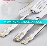 Wholesale High quality Stock gold plated stainless steel cutlery