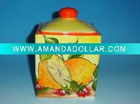 Ceramic jar square with various designs