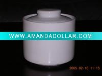 white porcelain sugar can