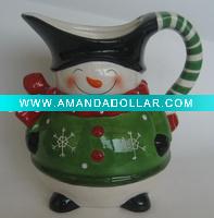 Wholesale 0.6L ceramic milk pot with snowman design