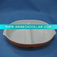 Wholesale stoneware oval roaster with two individual room