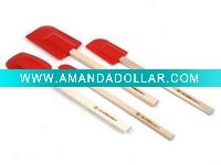 Wholesale High Quality Red Silicone Spatula With Wooden Handle