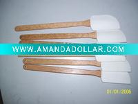 Wholesale silicone rubber butter scraping knife with wood handle