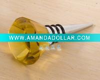 Wholesale Hand made Yellow 2.25''*4.5'' Cut crystal glass wine stopper