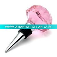Pink hand-made Cut crystal glass wine stopper