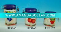Wholesale ceramic airtight container,air proof canister with fruit design