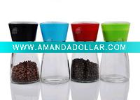 Wholesale glass salt and pepper grinder with colorful lid 100ml ,150ml ,180ml