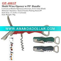 Wholesale (OP-4001P) Corkscrew / Multi Wine Opener / Bottle Opener with Foil Cutter