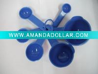 Six blue measuring cup