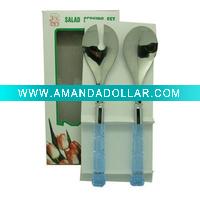 Wholesale Transprent handle salad set: Salad fork and salad spoon