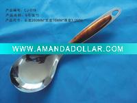 Wholesale stainless steel soup ladle with wood handle