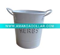 small metal bucket with 2 handles