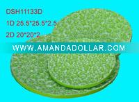 2011 New product 3 set of green ceramic table ware with flower style