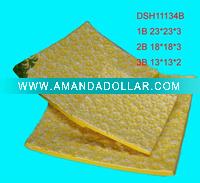 Wholesale 2011 New product 3 set of square yellow ceramic table ware with flower style