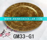 Golden round plastic plate