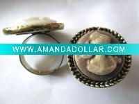 simple shape antique silver alloy rings with bust