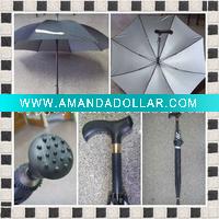 Wholesale Printing logo wooden handle straight walking stick umbrella