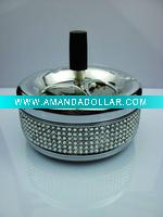 crystal rhinestone metal round ashtray