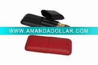 3 finger leather cigar holder