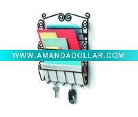 Black Wire Letter Holder & Key Rack