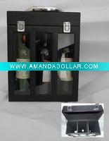 leather wine storage box for three bottles