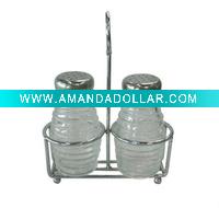 Wholesale Pair Glass-Cruets & Stainless Steel Rack