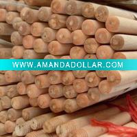 Natural wooden broom handle having screw