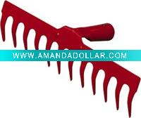 Steel garden rake hand tool