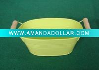 Wholesale wood handle metal flower pot