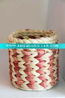 Wholesale pink mini straw bio flower pot for home decoration