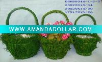Wholesale 3 SET GREEN MOSS BASKET FLOWER PLANTER