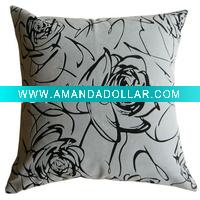Flower printed sofa cushion white plush cushion