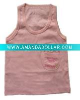 lovely knitted pink cotton baby vest,baby wear