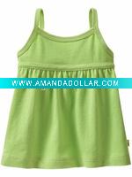 Wholesale 100%cotton green baby vest, baby garment