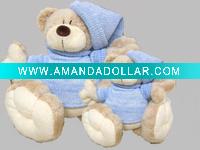 Wholesale soft teddy bear with sweater&hat,baby stuffed animal toy with big foot