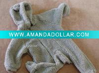 Wholesale 2011 softer plush fabric BABY overall hoody,baby rompers garments