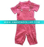 Wholesale children pink overalls clothing