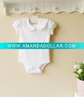 Wholesale 2011 summer mom and bab baby wear 100% cotton white short bodysuit