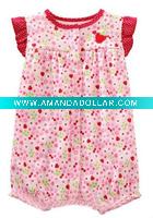 Short Sleeves Cotton Baby Rompers with Allover Printings