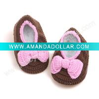 Crochet baby Booties with Bow Model:RE1210