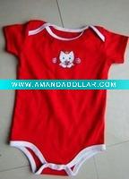 Wholesale larger stock of babies bodysuits red and short sleeves