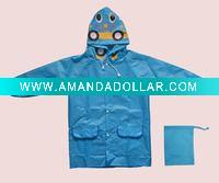 Wholesale coated polyester children rainwear