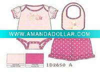 Wholesale baby gift/baby romper/3pcs baby set/baby suit for girls