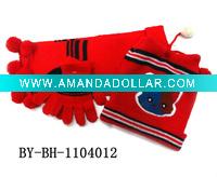 Wholesale baby hat&scarf&gloves suit