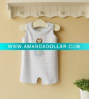 Wholesale 2011 summer baby clothes 100% cotton embroider sleeveless sunsuit