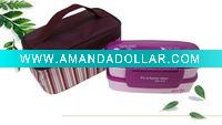 Wholesale purple lunch bag made of 600D twill and 300D chambray