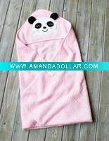 2011 summer baby wear 100% cotton embroider hooded towel