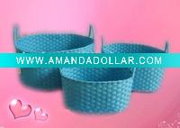 round paper string blue baskets with handle